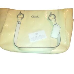 Authentic  baby yellow leather coach purse